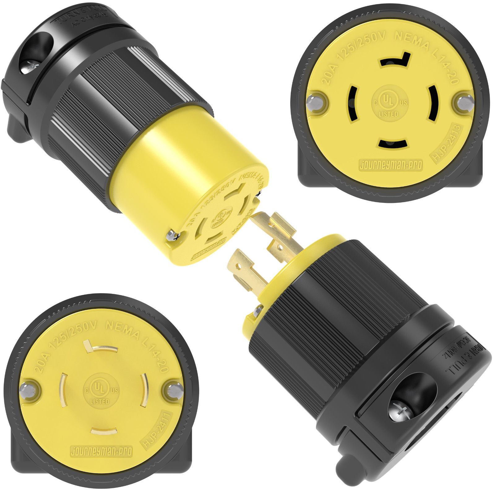 NEMA L14-20P / L14-20R Plug Cord Set 20A 125/250V Locking UL Listed / Generator