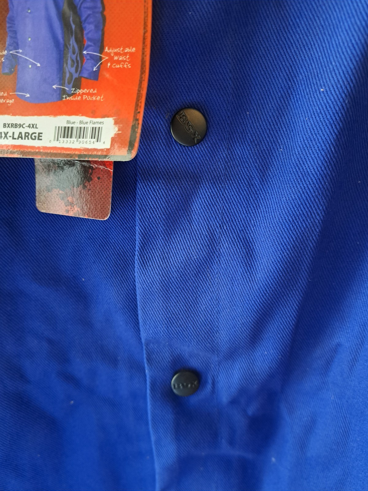 NEW Black Stallion BSX BXRB9C Blue FR Welding Jacket w/Blue BLACK Flames 4 XL