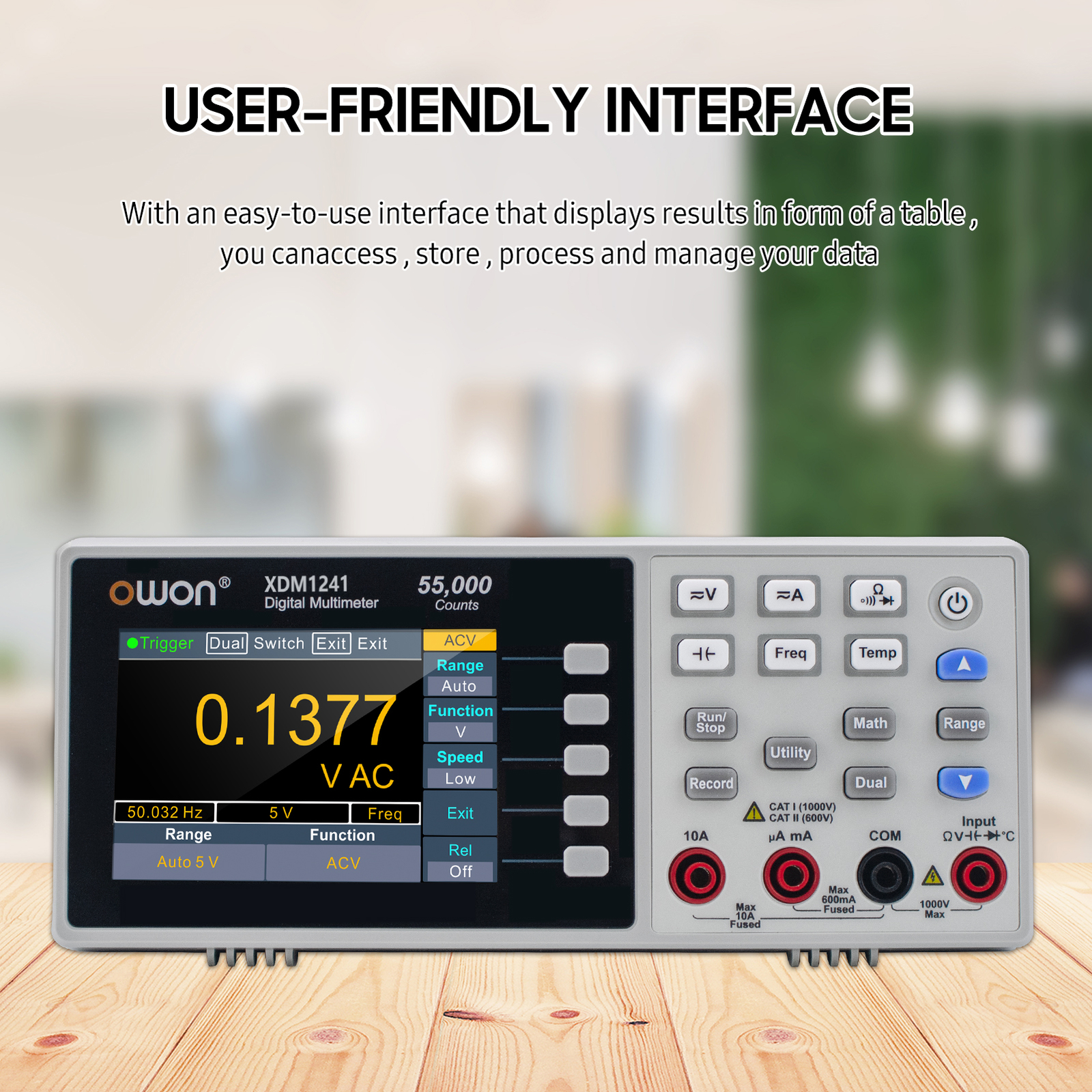 Owon XDM1241 Desktop Digital Multimeter Rechargeable 55,000 Counts E3A0