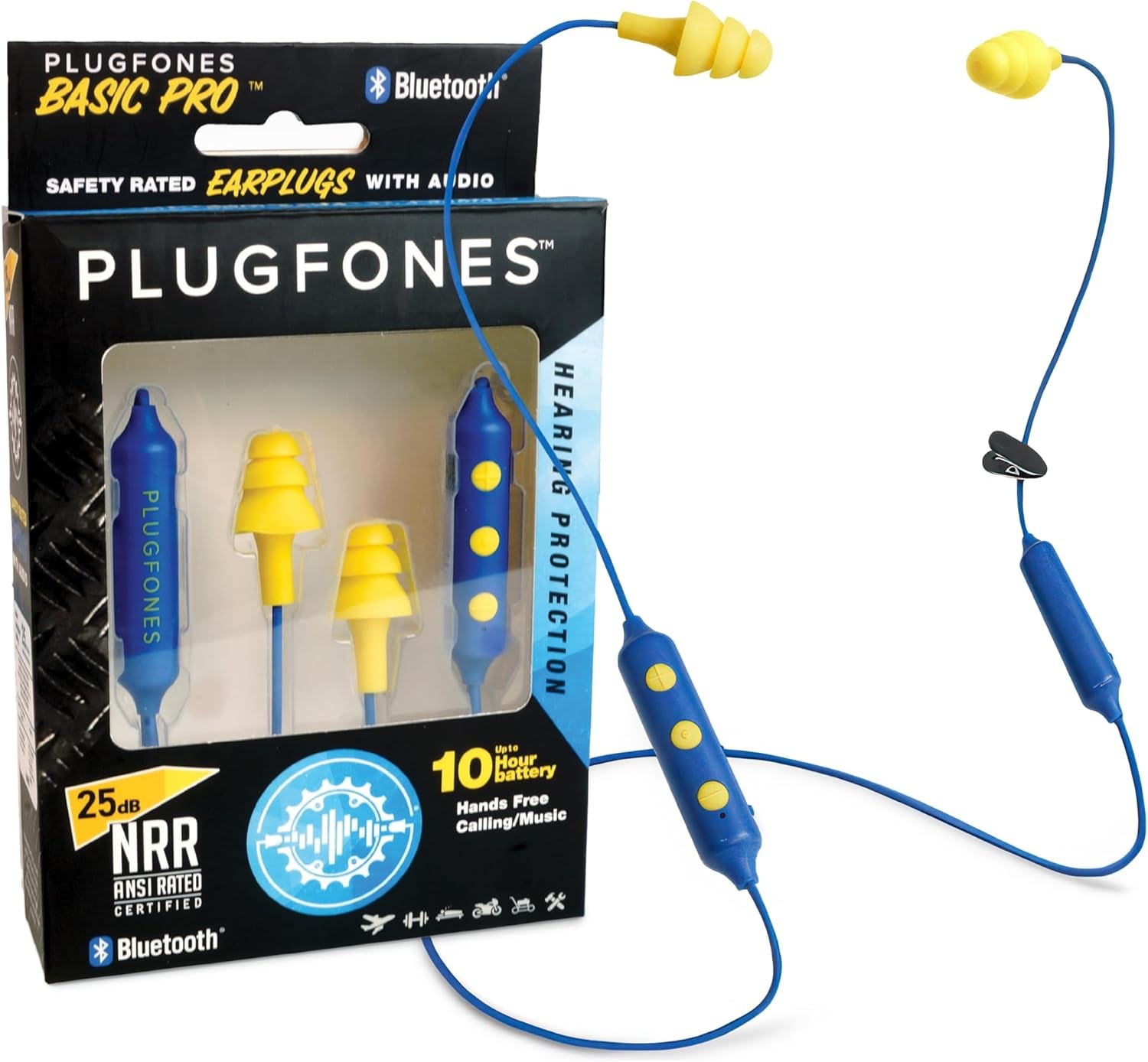 Basic Pro Bluetooth Earplug Headphones for Work, Wireless in-Ear Safety Earbuds,