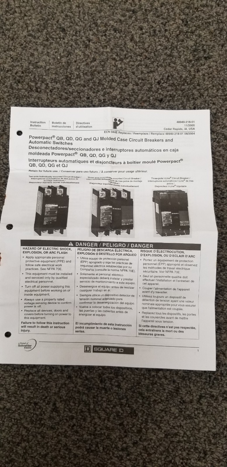 150 Amp Square D QBA32150 3P Molded Case Circuit Breaker