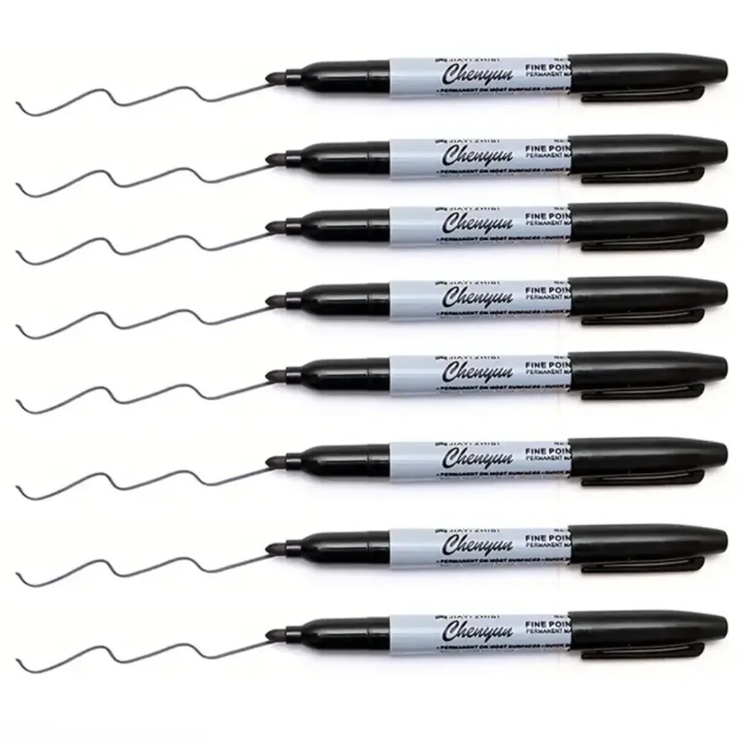 12pcs Black Permanent Marker Pens Fine Tip Waterproof Quick Dry Ink**