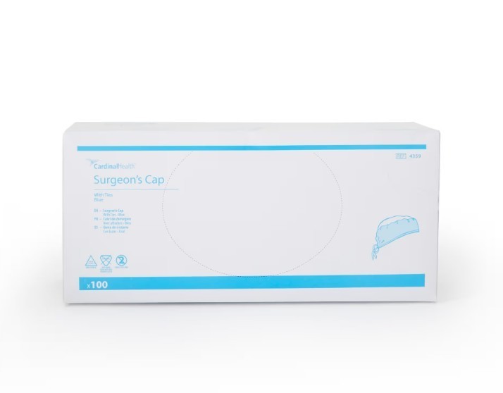 Cardinal Health Disposable Surgeon’s Cap w/Ties Blue One-Size Fits Most 100 ct