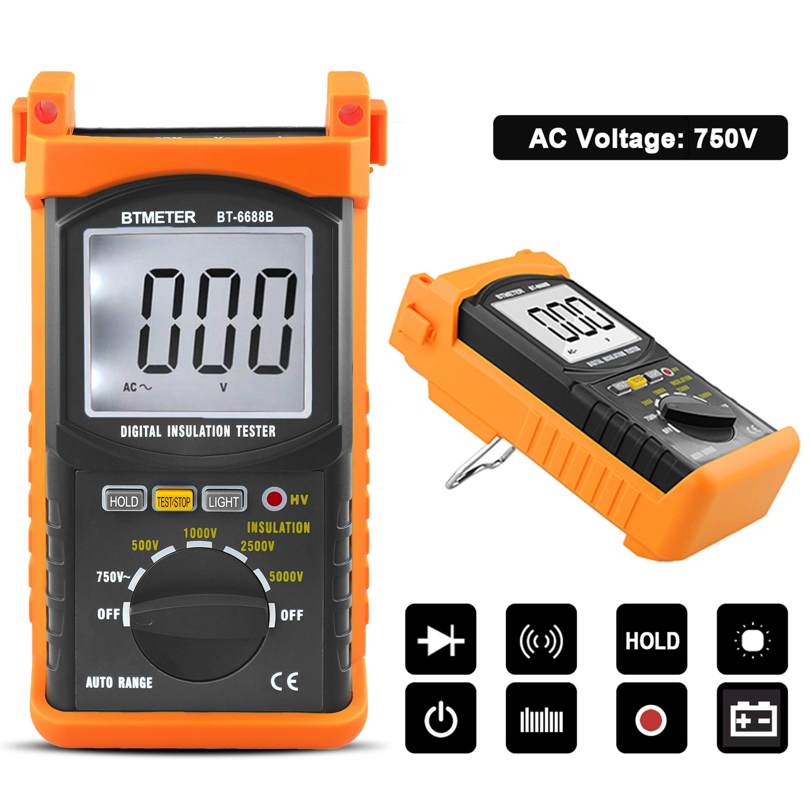 Megohmmeter 200GΩ 5000V 750V AC Auto-Range 1999C Megger Insulation Resistance