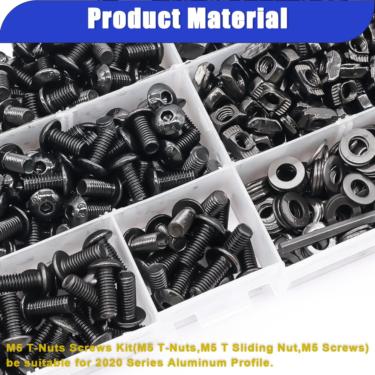 Taiss 275PCS M5 T-Nuts and Bolts Kit for 2020 Screw Kit, Black
