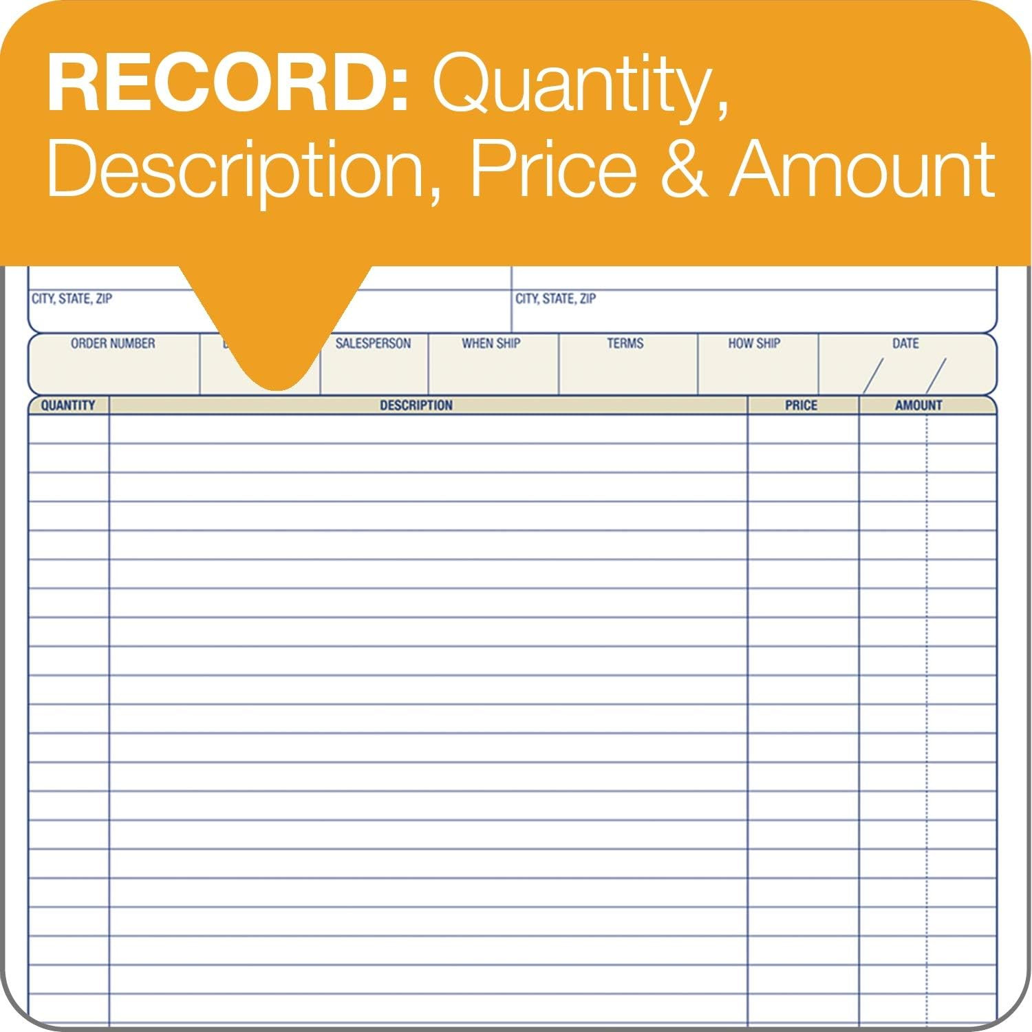 Order Book, 2-Part, Carbonless, White/Canary, 8-3/8 X 10-11/16 Inches, 50 Sets