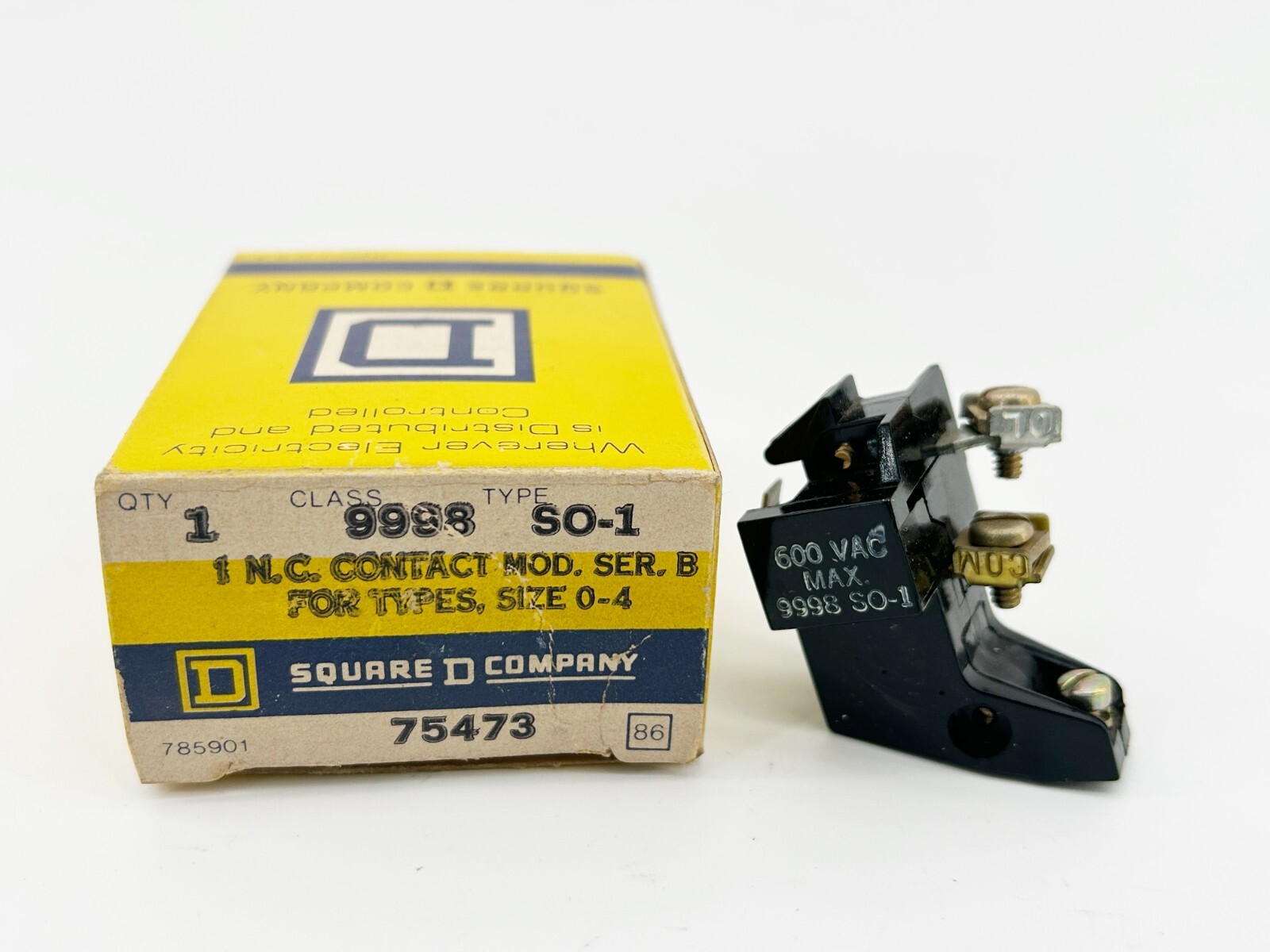 New Square D 9998SO1 Contact Overload Relay 1NC Type S