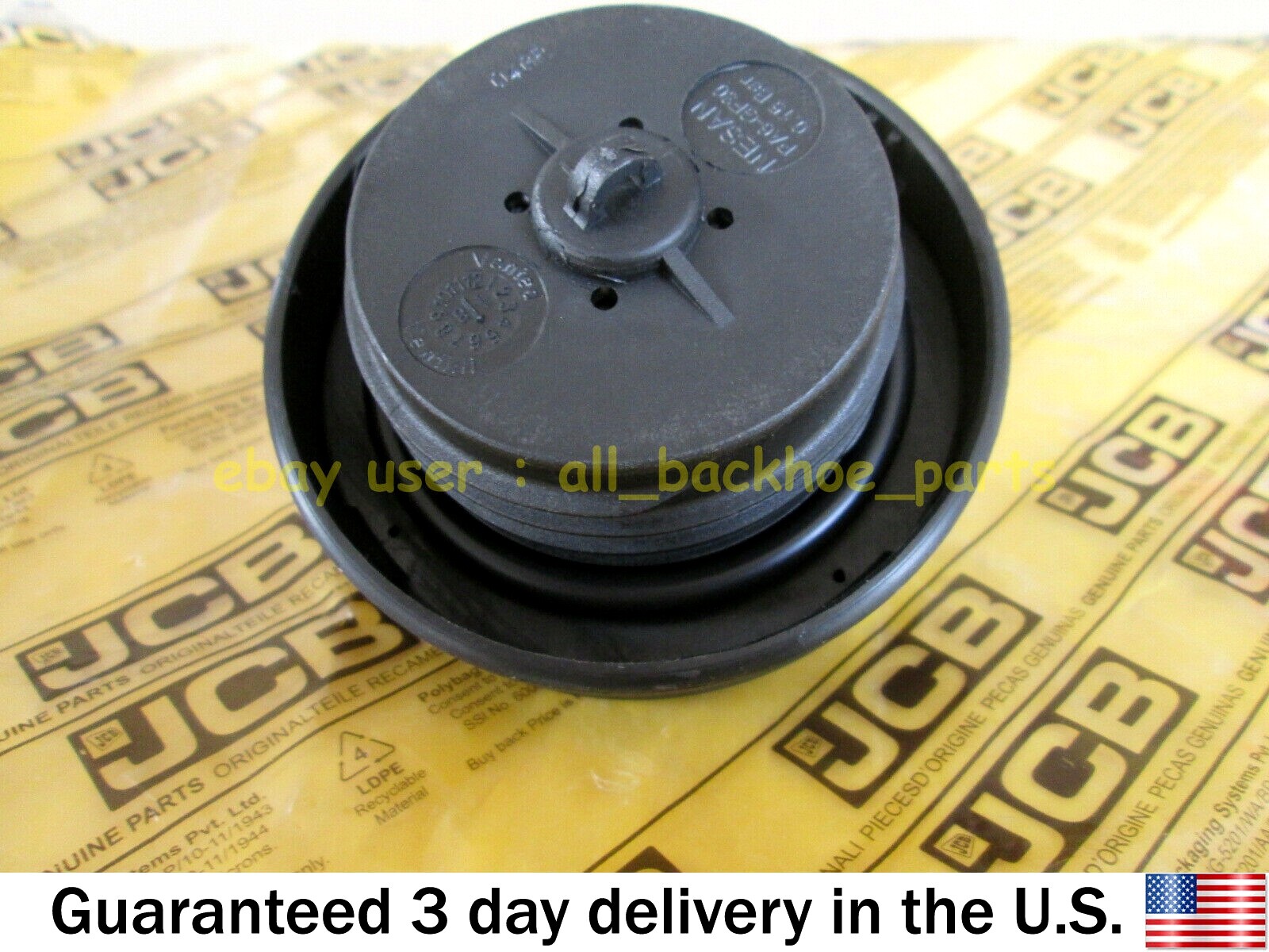 JCB BACKHOE- GENUINE JCB DIESEL FILLER CAP W. 2 KEYS (PART# 332/F4780 331/11403)