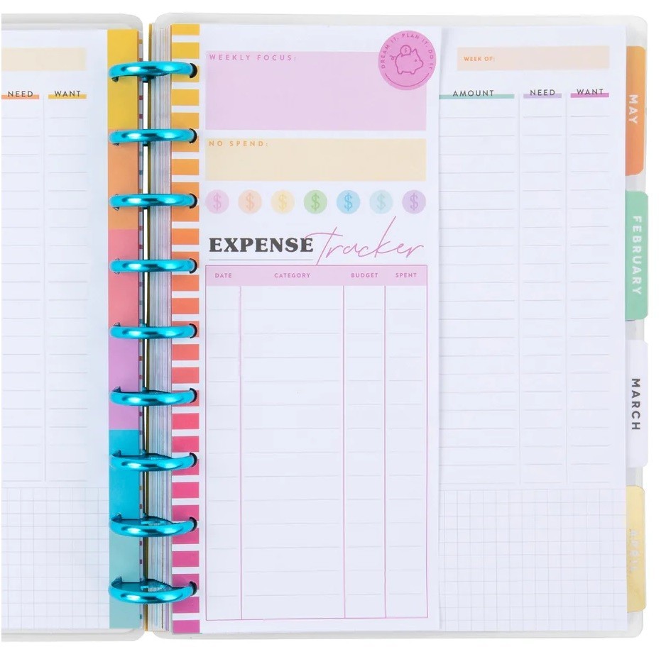 The Happy Planner Savvy Saver Classic Budget Tracker, 4.125 x 9.25”, 60 Sheets
