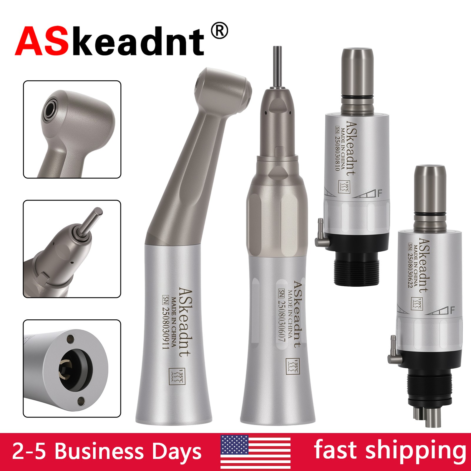 Dental Contra Angle Straight Nosecone Handpiece Air Motor Low Speed 2/4 Holes FX