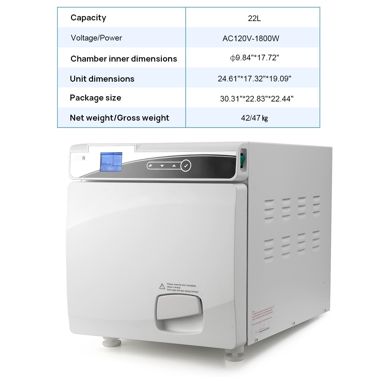 22L Class N Dental Autoclave Vacuum Steam Sterilizer with Drying Function