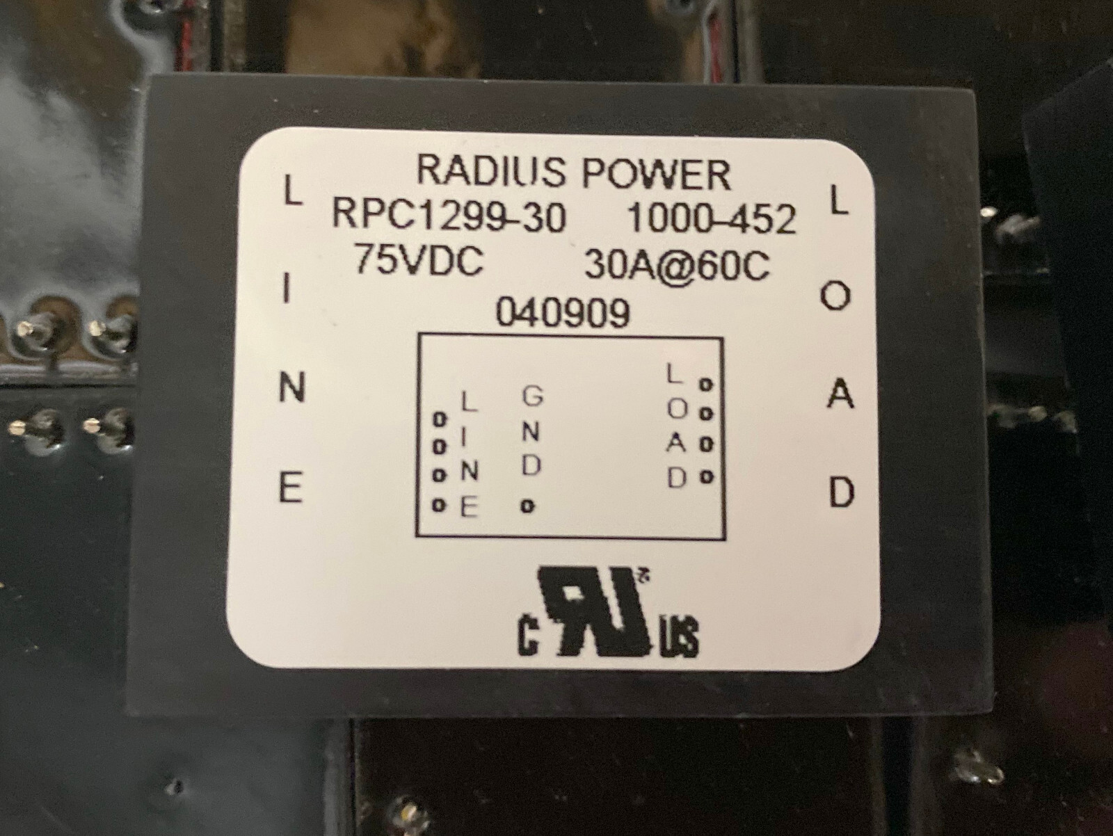 RADIUS POWER RPC1299-30 DC EMI Filter 75VDC 30A@60C Lot of 10