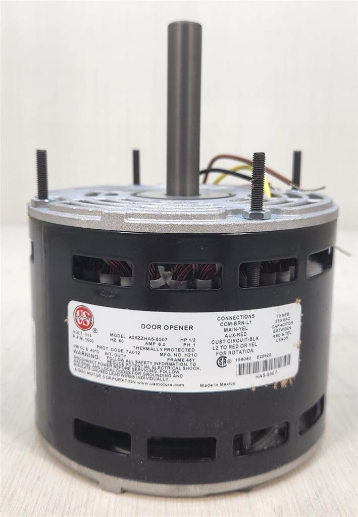 U.S. Motors Furnace Air Blower Motor 1/2 HP 115 Volt 1000 RPM 48Y Frame HVAC