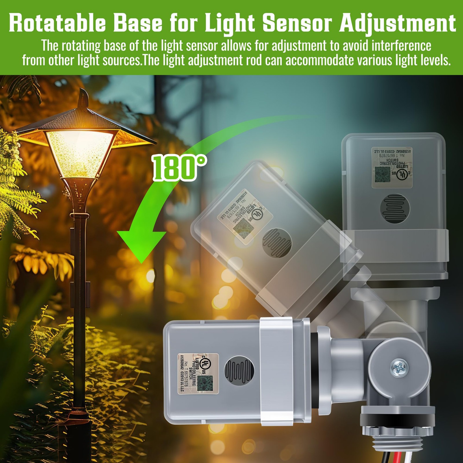 Photocell Sensor For Outdoor Lights 120VAC 120V Swivel Mount IP54 2PK