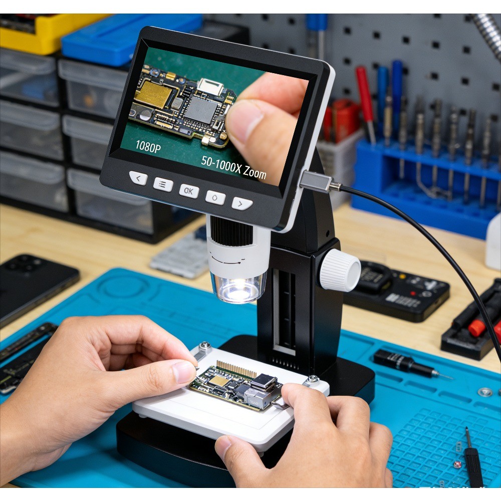 4.3″ LCD Digital Microscope 2MP 1080P HD 1000X USB PCB Coin Jewelry Repair Tool