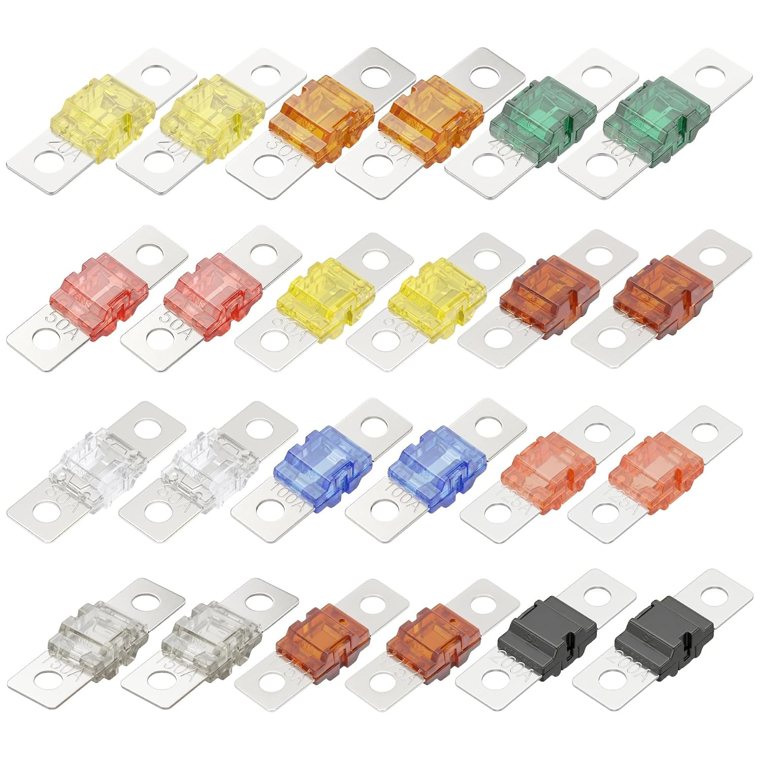 24PCS AMI Midi Fuse Kit, DC 32V High Current Bolt-On Mini Fuses | (20A,30A,40A,5