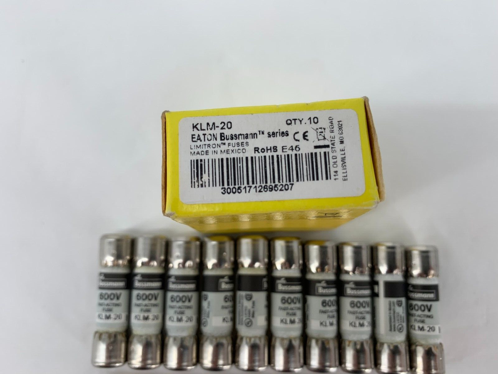Eaton Bussmann KLM-20 Series KLM Series Low Voltage Fuse 600V 20A Fuse 10/Box