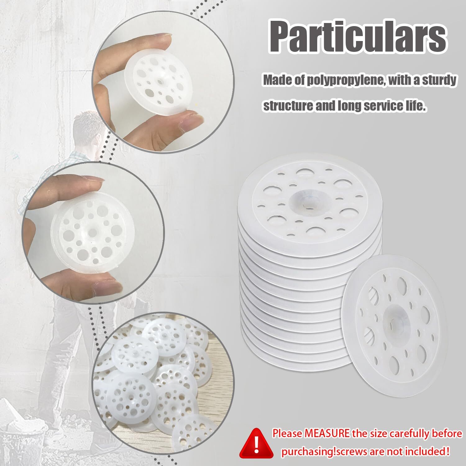 600 Pcs 45 mm White Plastic Washer Foam Board Fasteners and Load Spreading Po…