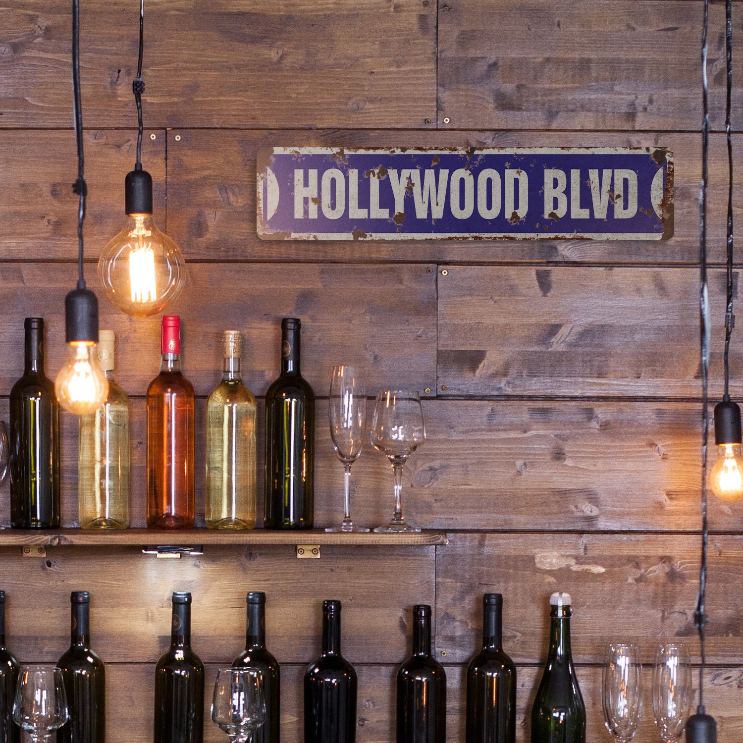 HOLLYWOOD BLVD Vintage Style Street Sign california boulevard CA tinsel town