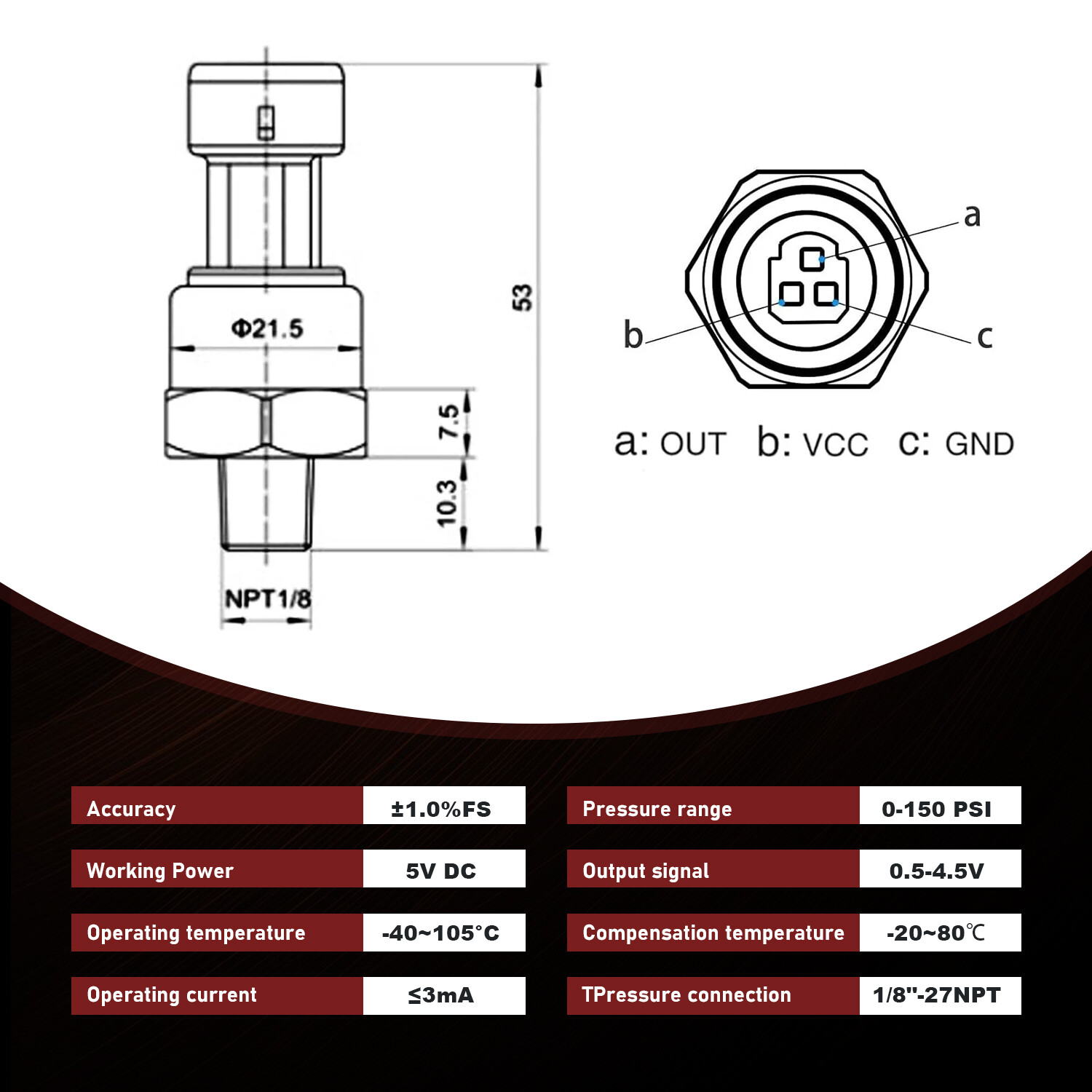 Upgrade Stainless Steel Pressure Sender Sensor 150PSI Fits for Oil Tank