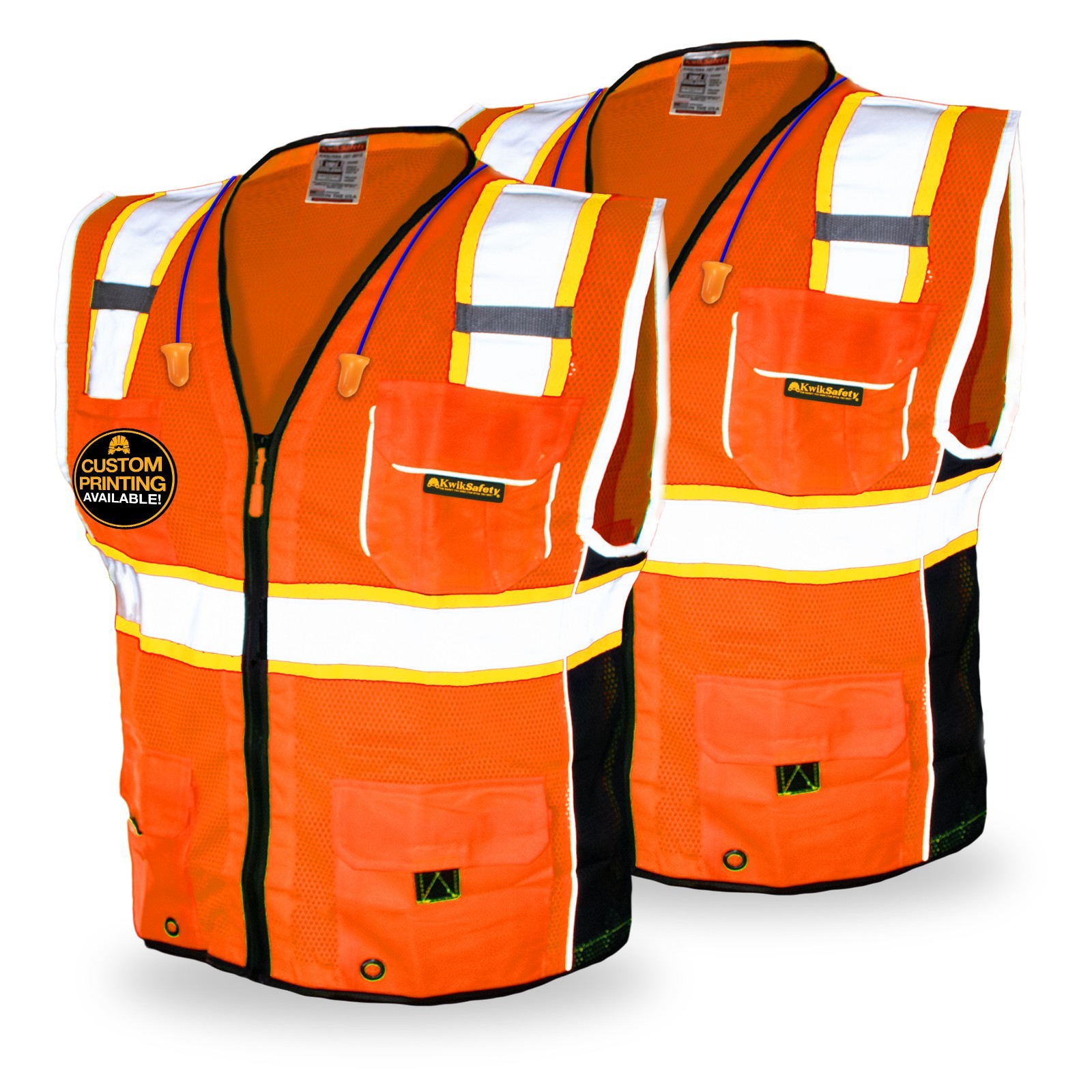 KwikSafety CLASSIC (2 PACK) Safety Vest Class 2 Hi Vis Reflective ANSI PPE