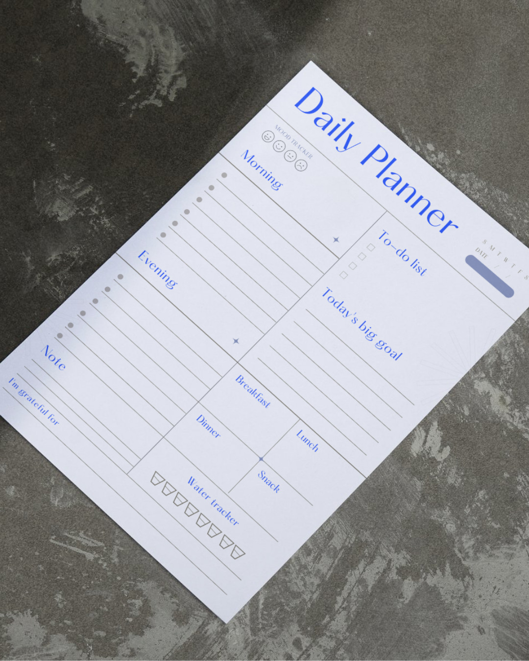 Digital Minimalist Daily Planner Printable as Diary or Notebook