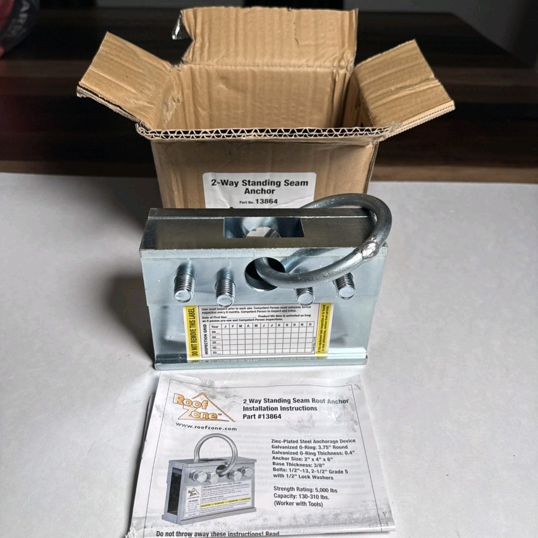 Roof Zone 2-Way Standing Seam Anchor Clamp Tie Down PART No. 13864 New
