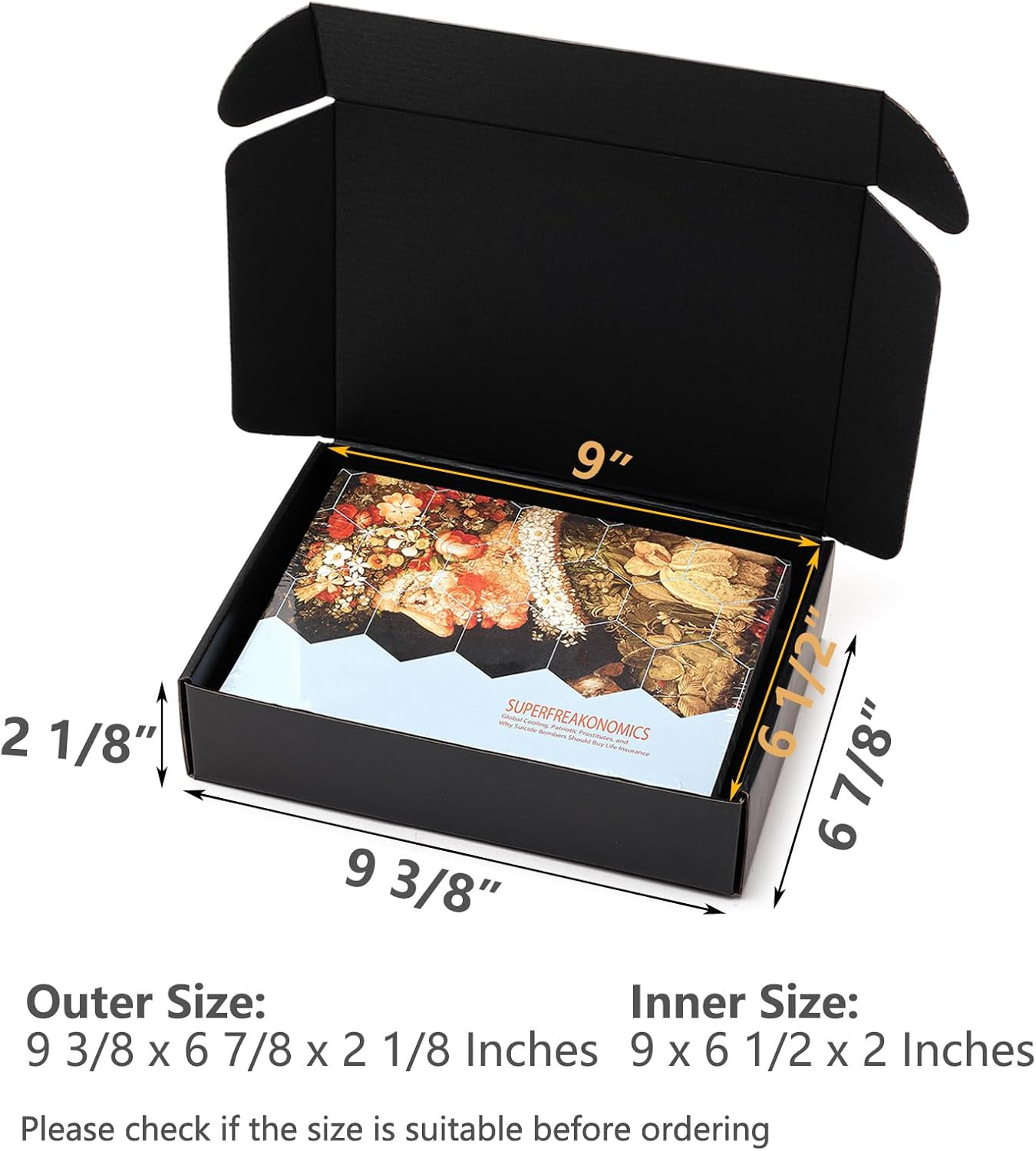 9X6.5X2 Inches Black Shipping Boxes 25 Pack – Corrugated Cardboard Mailing Box f
