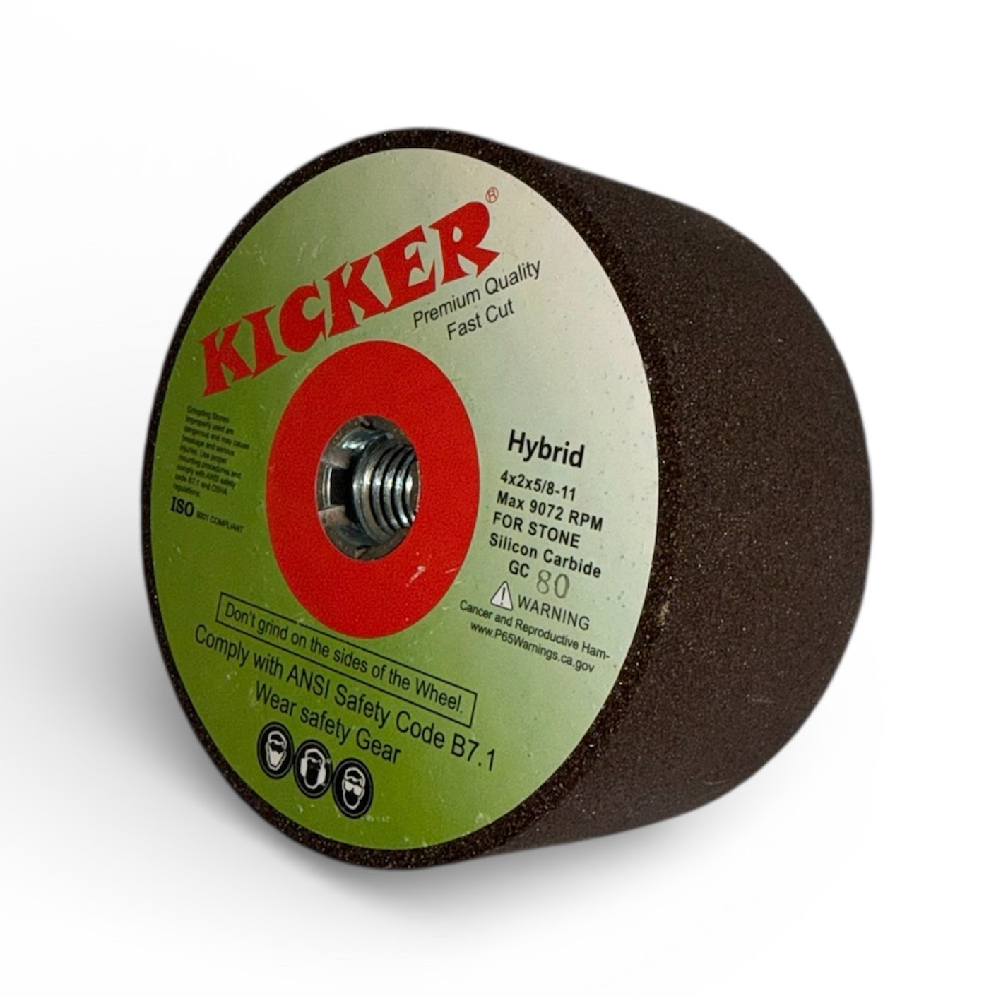 Kicker Hybrid Silicon Carbide Grinding Cup Wheel, 4×2, 5/8-11 Arbor, for Stone G