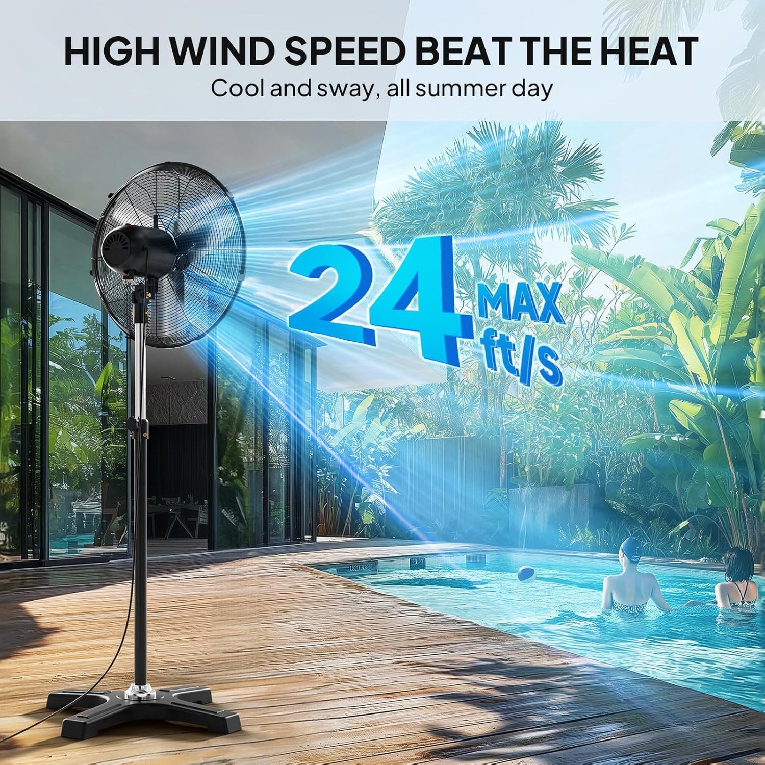 20 Inch Heavy Duty Pedestal Fan Industrial High Velocity Floor Standing Fan