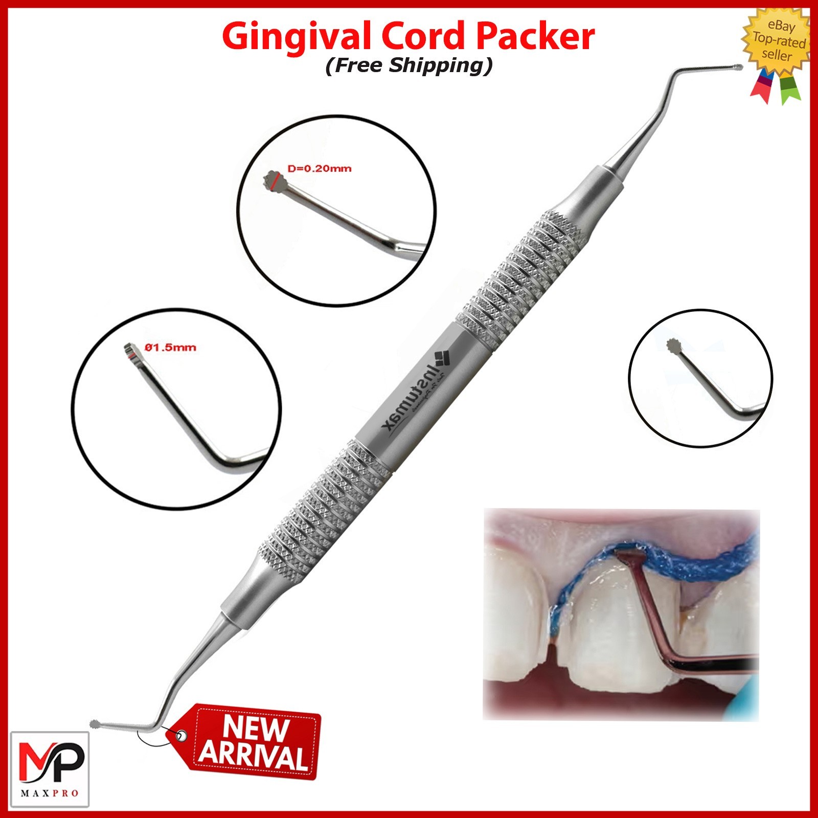 INSTUMAX Professional Double-Ended Gingival Cord Packer – Dental Instrument
