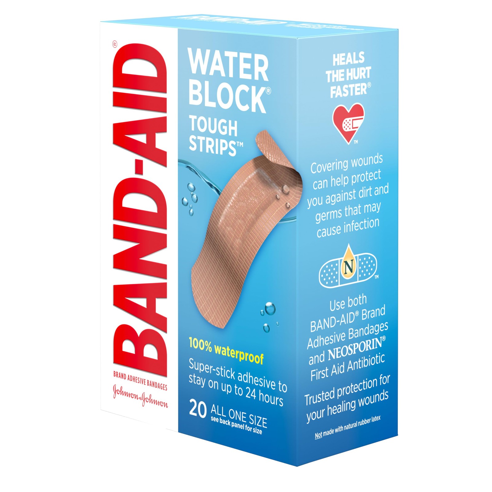 Band-Aid Brand Water Block Waterproof Tough Adhesive 20 Count (Pack of 1)