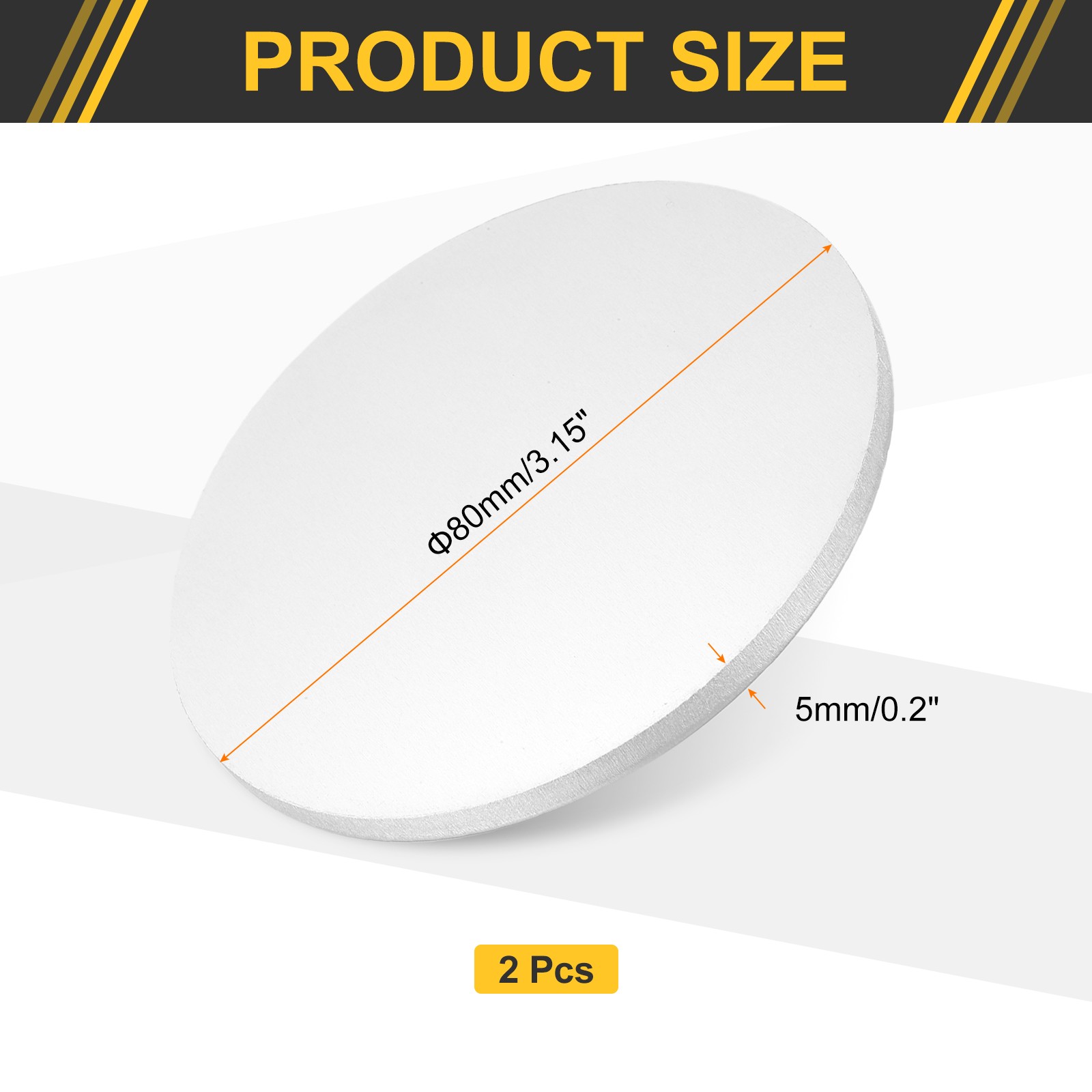 2Pcs Aluminum Disc 3″(80mm) Dia 0.2″(5mm) Thick Round 5052 Aluminum Sheets