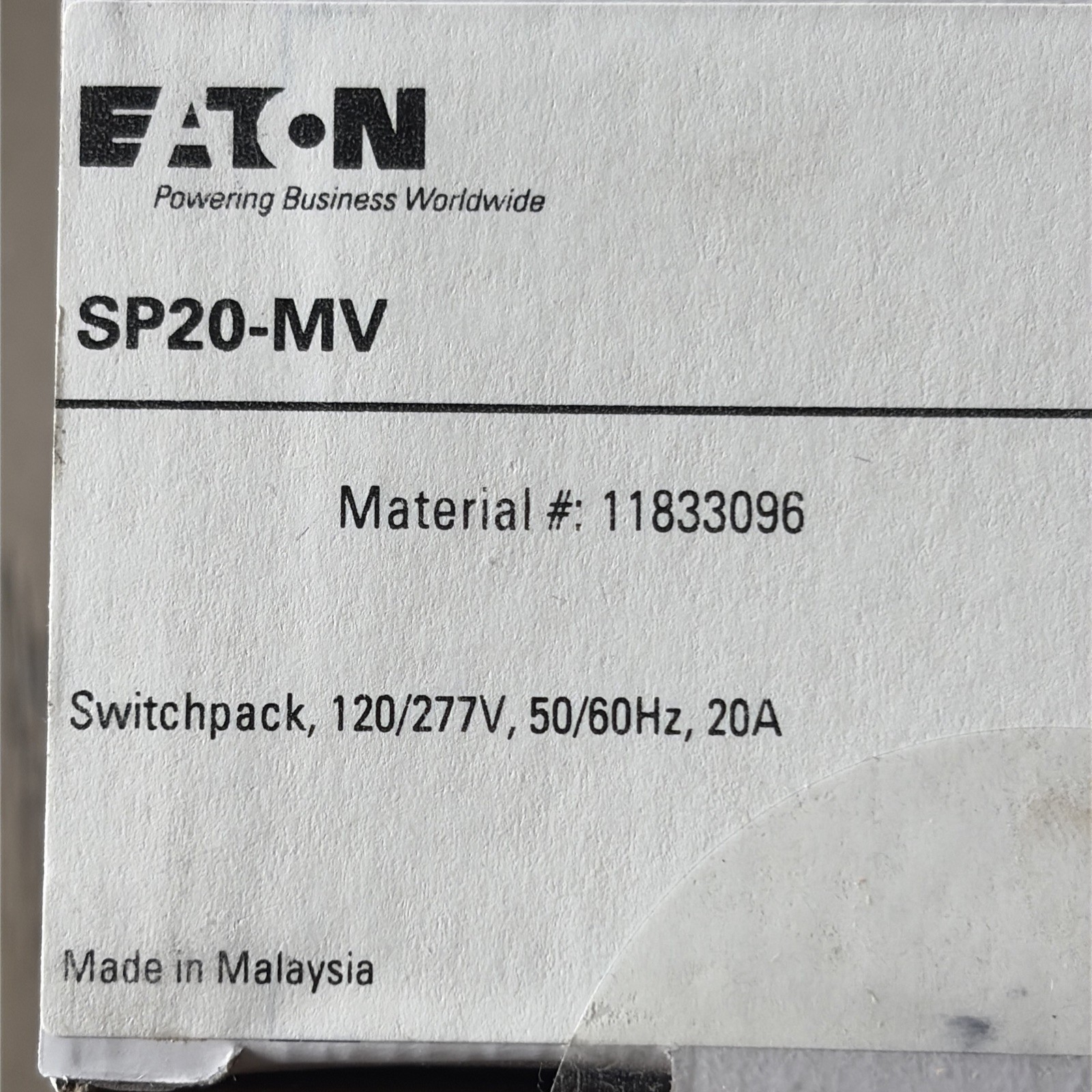 Lighting Controls SP20-MV Power Pack Relay Eaton Greengate Switchpack 120/277V