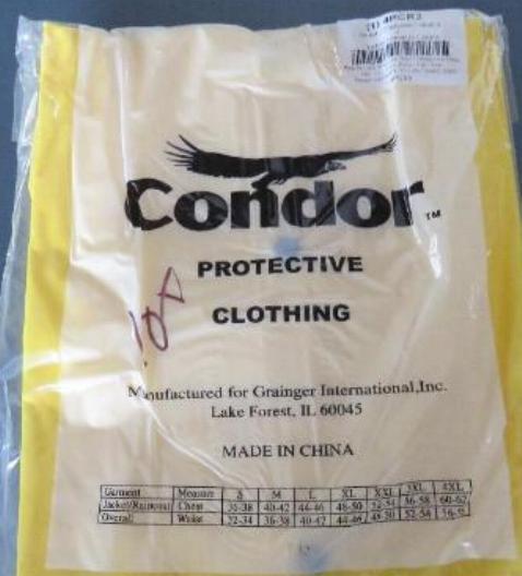 Condor Rain Jacket w/ Hood coat slicker small yellow pvc hooded SM