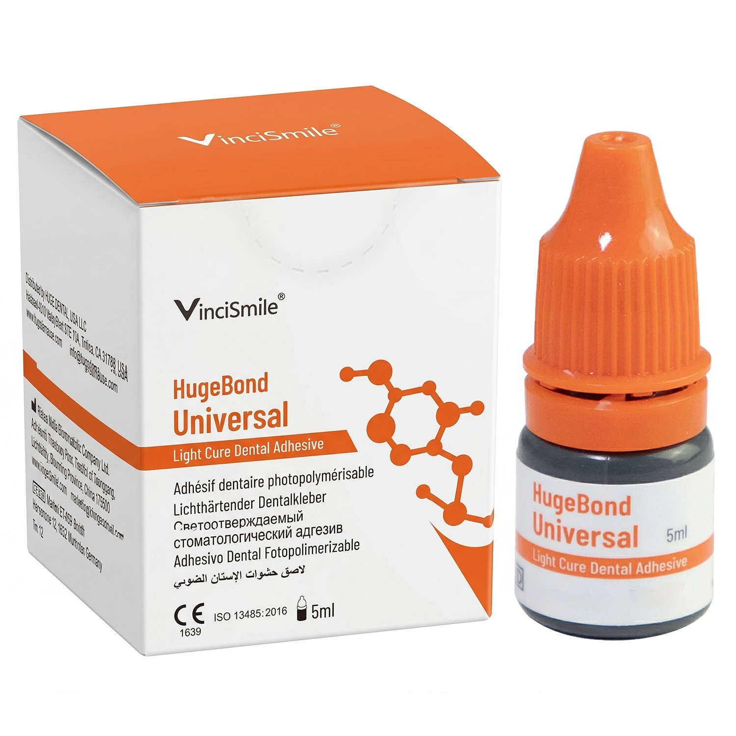 HugeBond Dental Universal Adhesive Light Cure Enamel Resin Bonding 5ml/Bottle