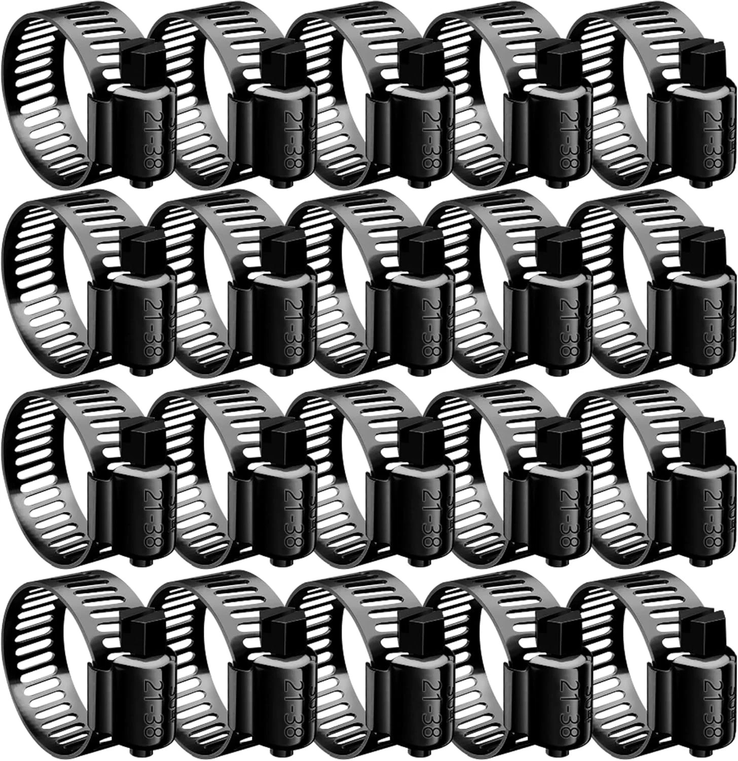 20Pcs Black Hose Clamp,3/4″- 1-1/2″(21-38Mm)304 Hose Clamps Stainless Steel Adju
