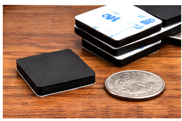 1″ Square x 3/16″ Peel & Stick Silicone Rubber Feet for Lab & Medical Equipment