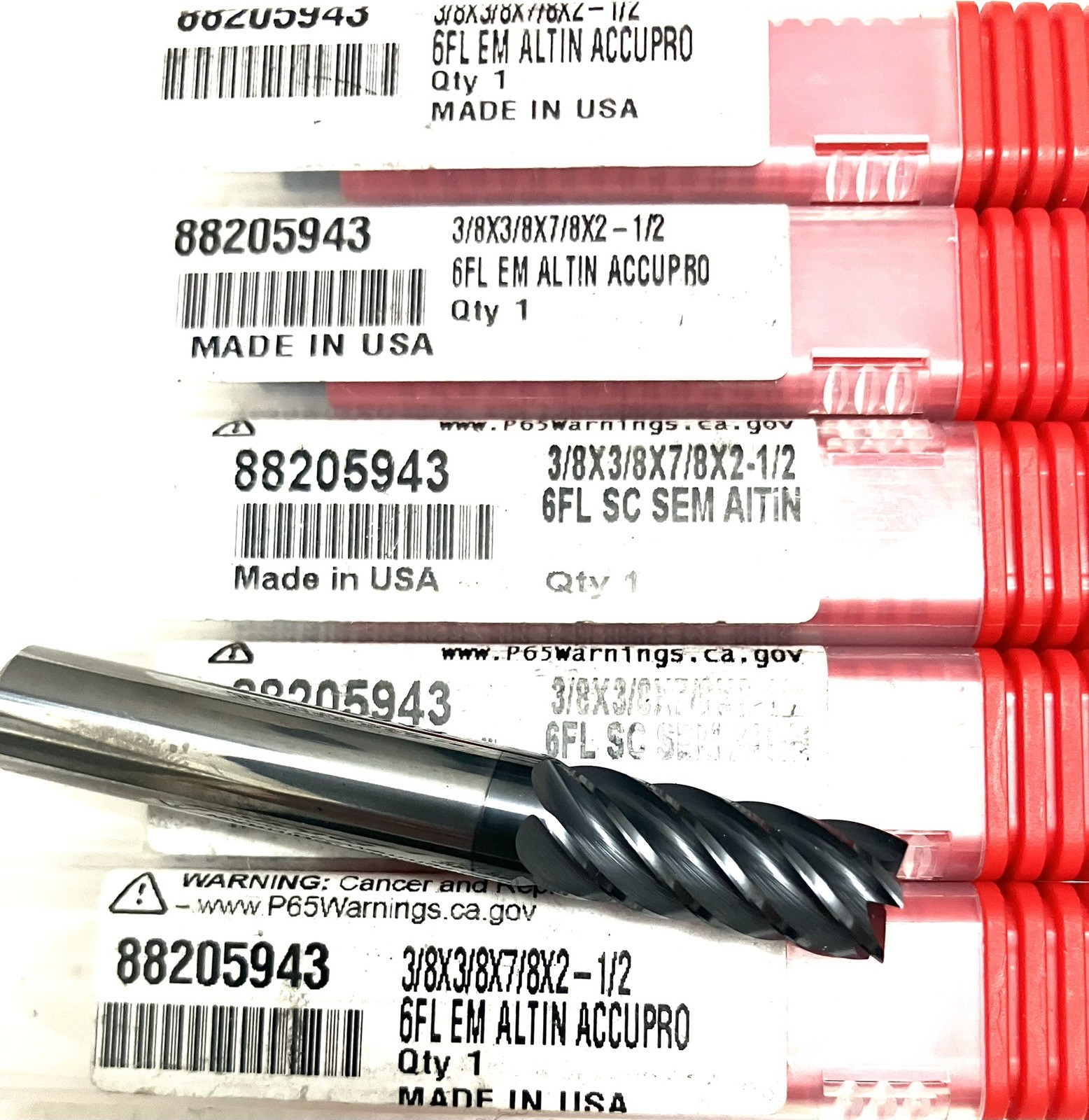 Accupro 3/8″ 6FL Square End Mill Solid Carbide AlTiN 7/8″ LOC 88205943 NEW