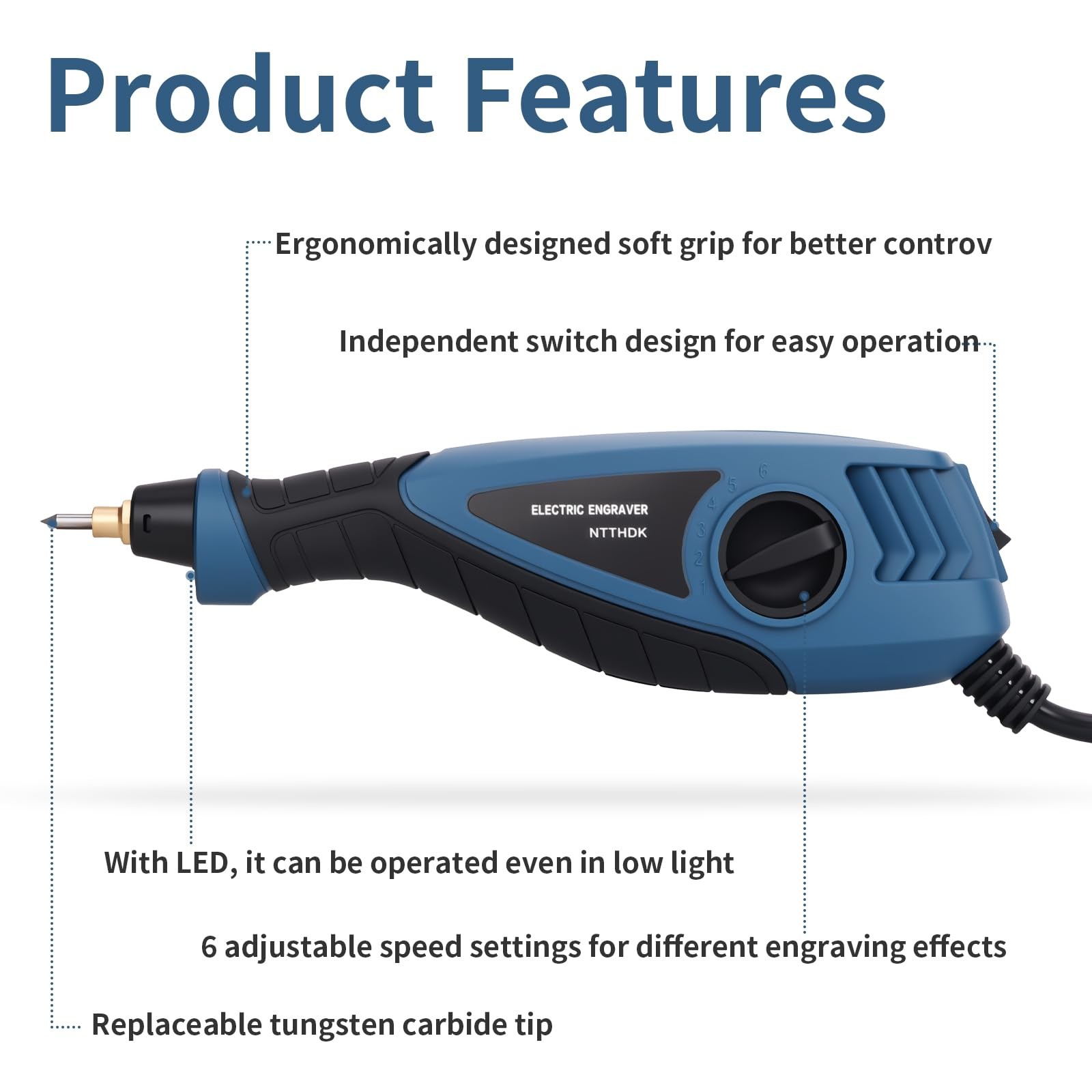 Engraver Pen, 25W 6 Speed Engraving Pen for Metal, Wood, Glass and Plastic, Hand