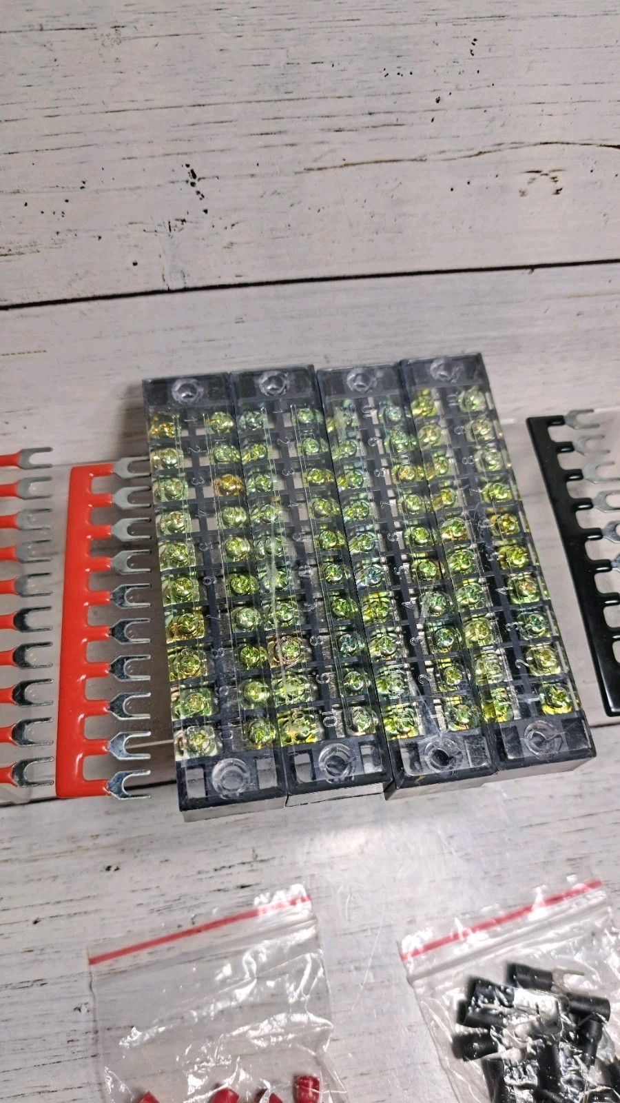 4 Pcs Dual Row Terminal Block, 600V 15A 10 Positions Screw Terminal Block…