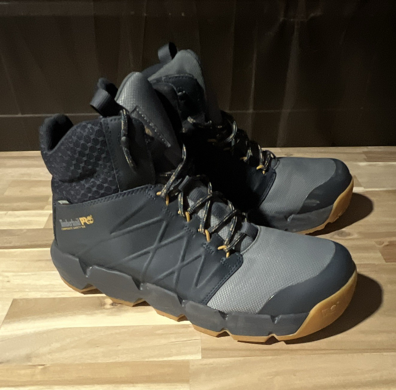 Timberland PRO Gray/Black Lace-Up Work Boots with Gum Soles, Pair
