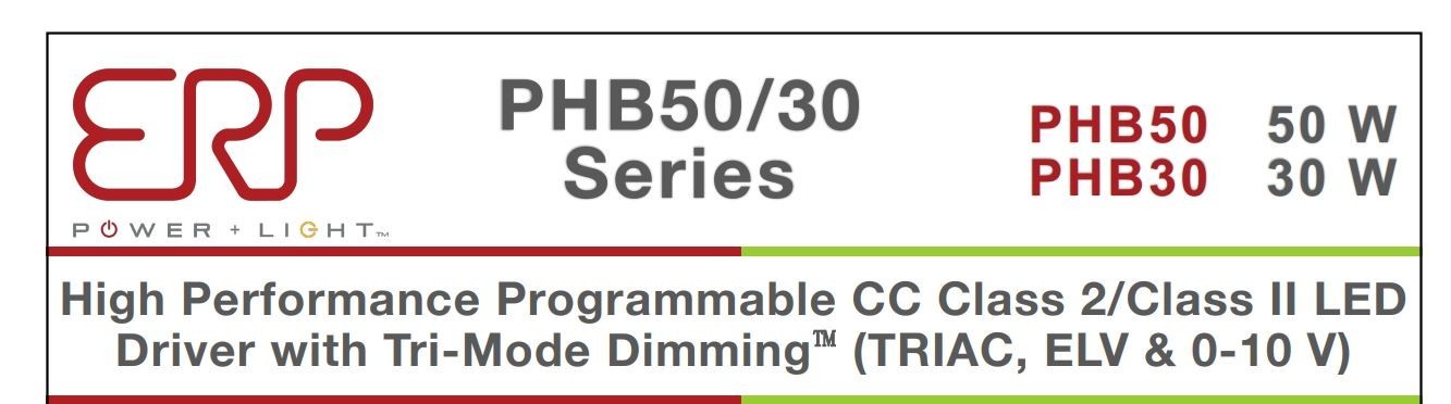Dimmable LED Driver, PHB30W-0500-42-S, 28-42V , 300mA, 21W, Constant Current