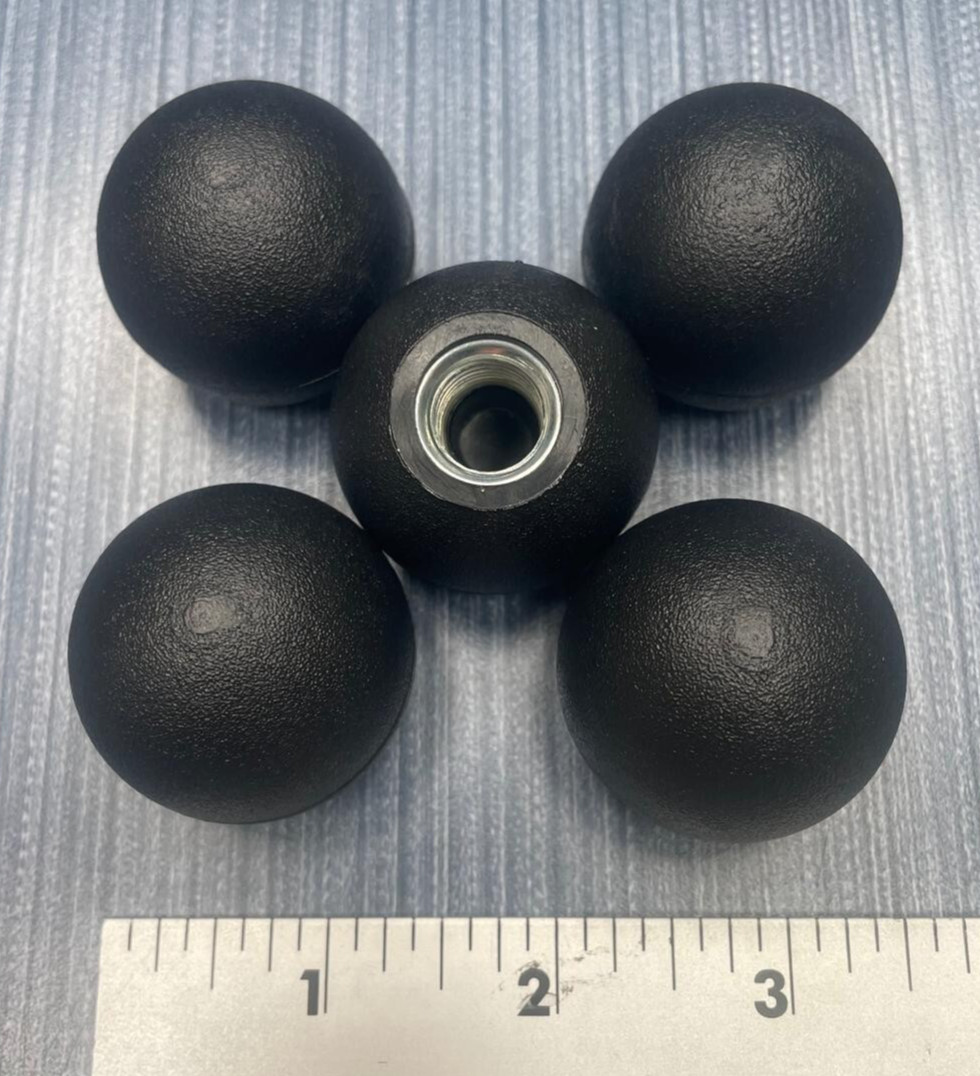 Lot of 5 x 1.38″ Ball Knob 1/2-13 Steel Zinc Locking Nut Textured Handle