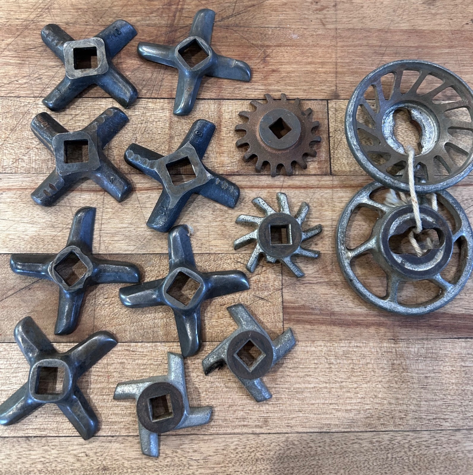 Mixed Lot vintage Meat Grinder Plates Blades parts Knives