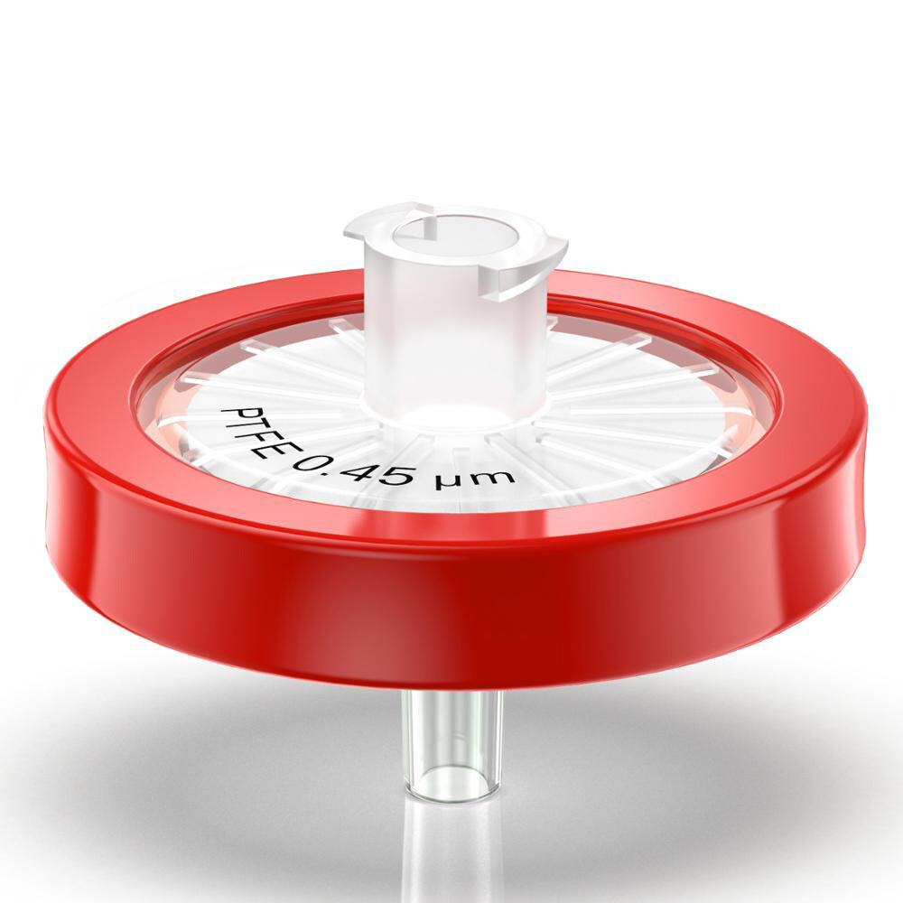 25mm PTFE Membrane Syringe Filter0.45μm-Hydrophobic,Non-Sterile,HPLC/GC Analysis