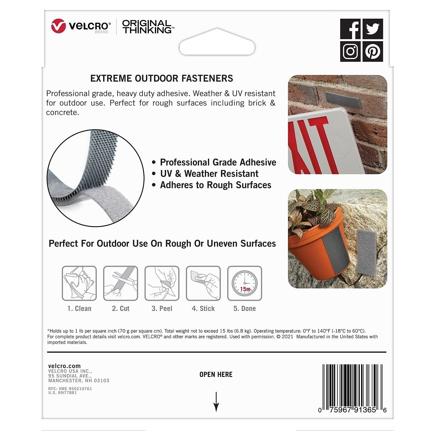 VELCRO Brand Extreme Outdoor Heavy Duty Tape | 10Ft x 1 In | Holds 15 lbs | T…