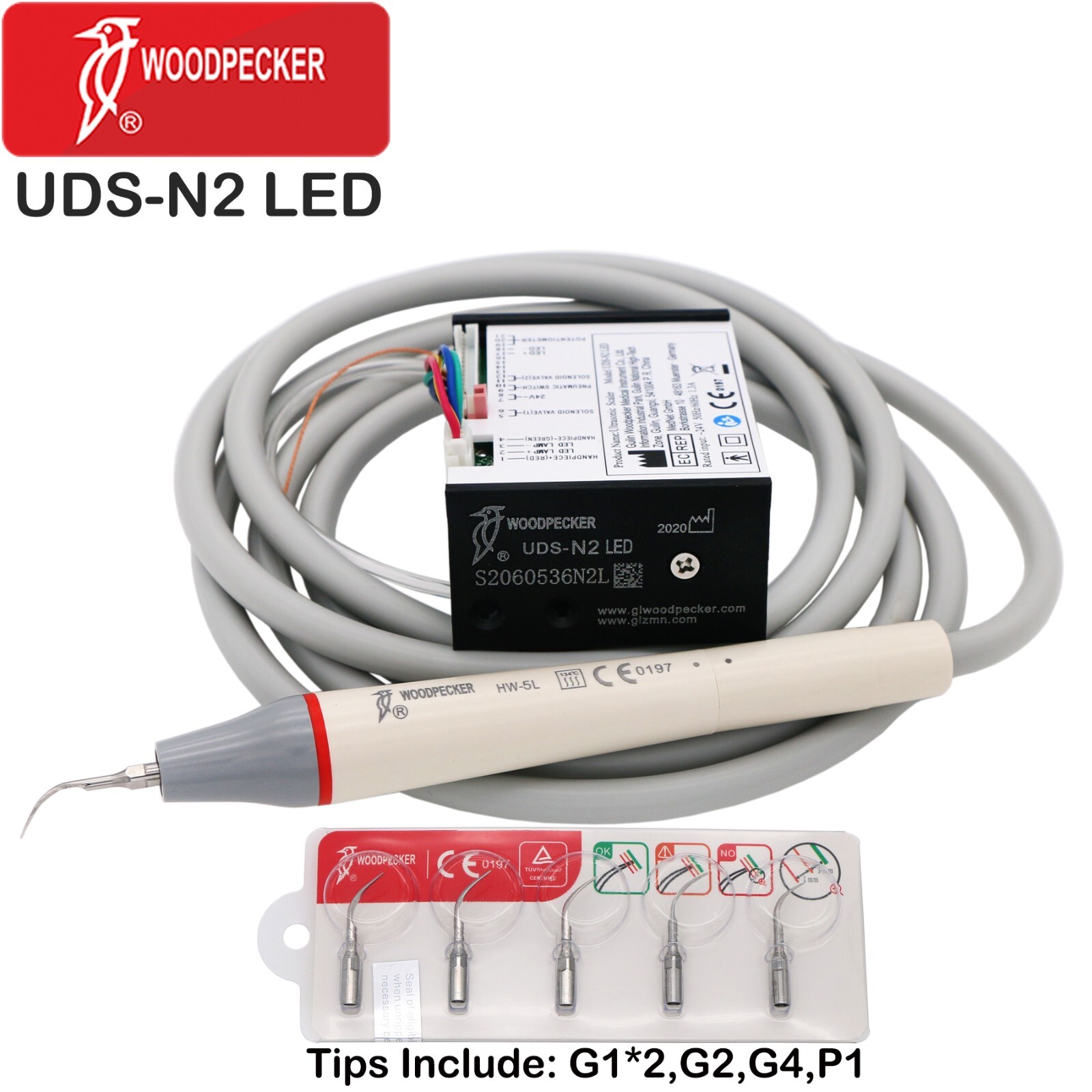 US Woodpecker Dental Ultrasonic Piezo Scaler Built in UDS-N2 LED Handpiece EMS