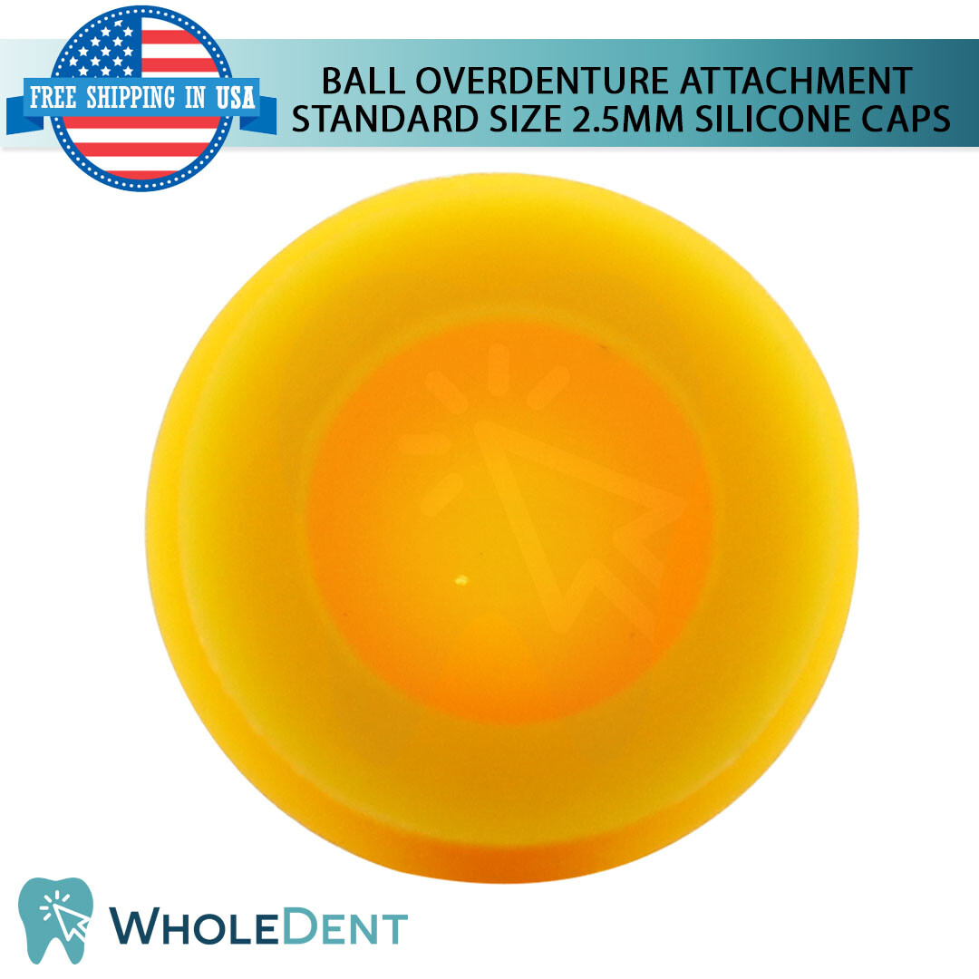 5x Dental Extra Soft Silicone Cap Ø2.5mm Ball Attachment 0.5kg Retention