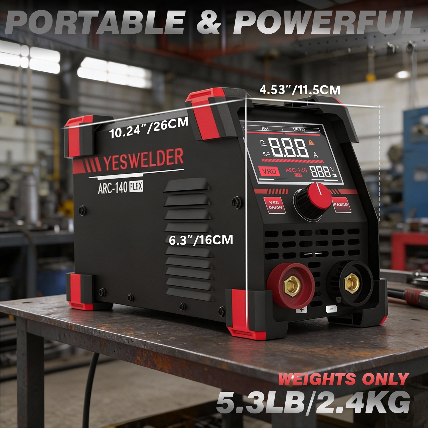 YESWELDER ARC-140-FLEX MMA Stick Welder 110V Lift TIG Memory VRD Digital Display